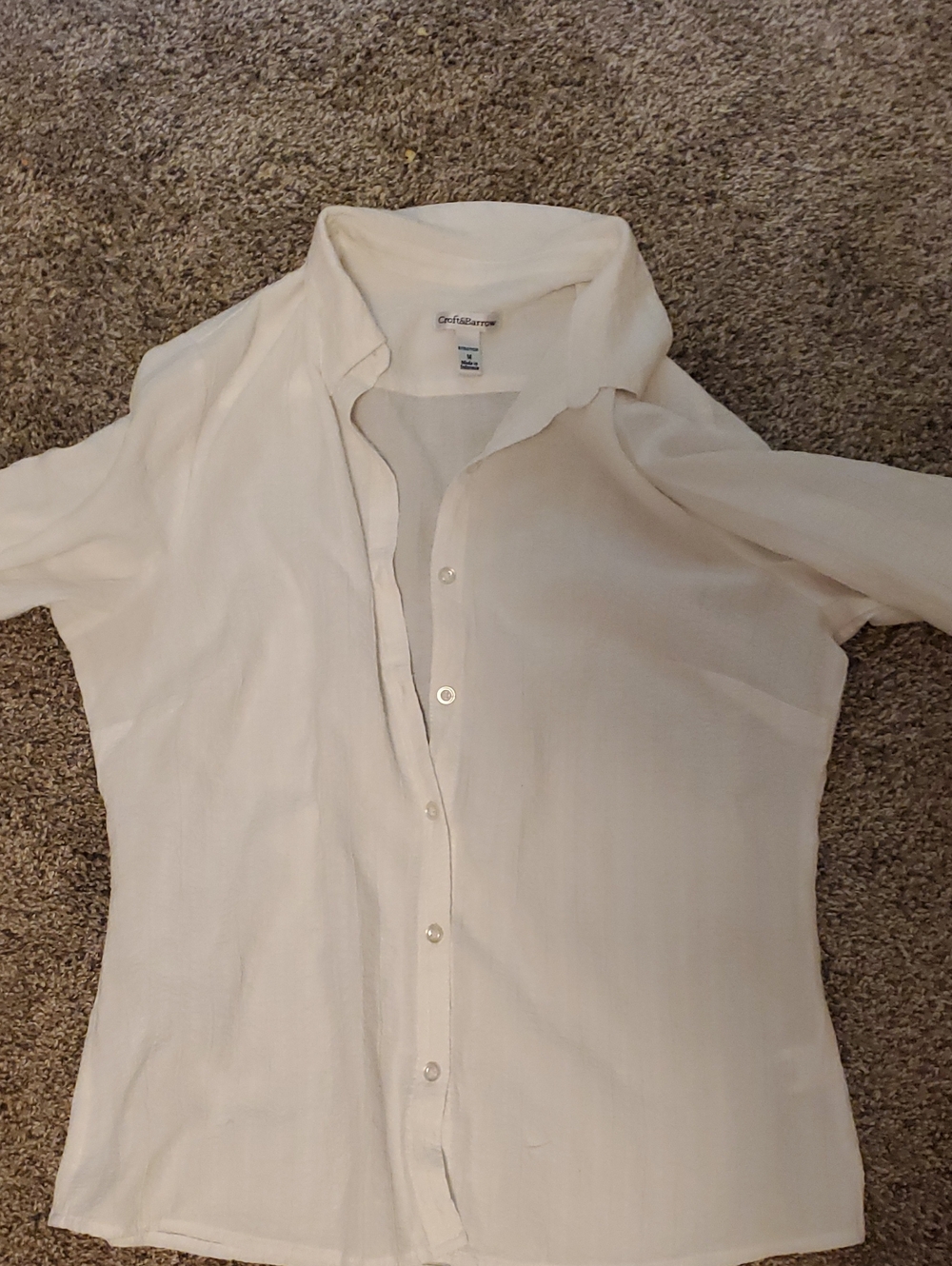 croft & barrow White Textured Button-Up Shirt - Picture 1 of 4